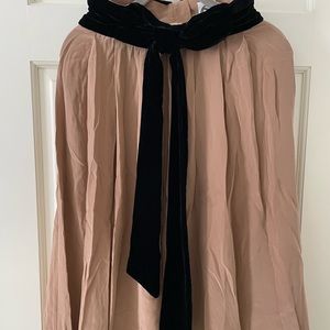 Anthropologie skirt. Blush colored silk and black velvet. Size S